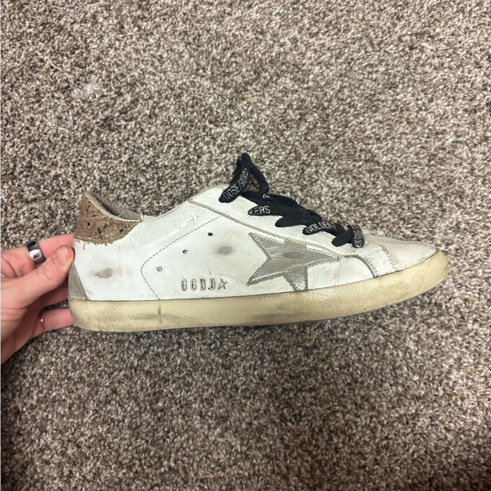 Golden Goose White Sneakers with Black Laces